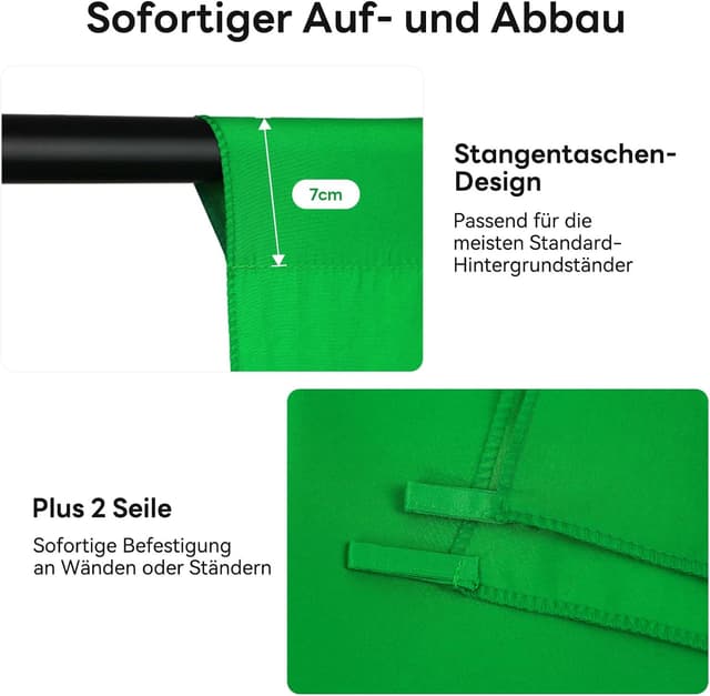 Thumbnail 4 de Heysily Greenscreen 2 x 3 m für Streaming