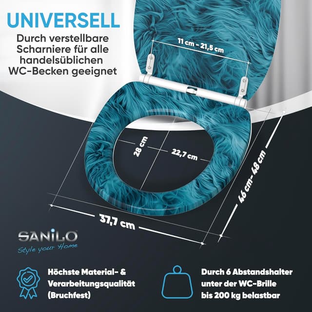 Detalle de Sanilo WC-Sitz mit Absenkautomatik & Schnellverschluss – Toilettendeckel zum Abnehmen per Knopfdruck