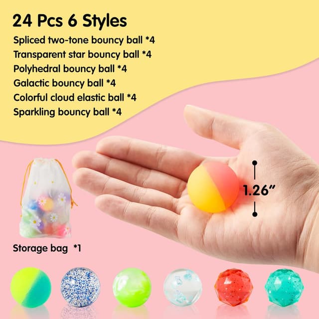 Detalle 1 de JOYIN 24 PCS Multistyle Bouncy Balls