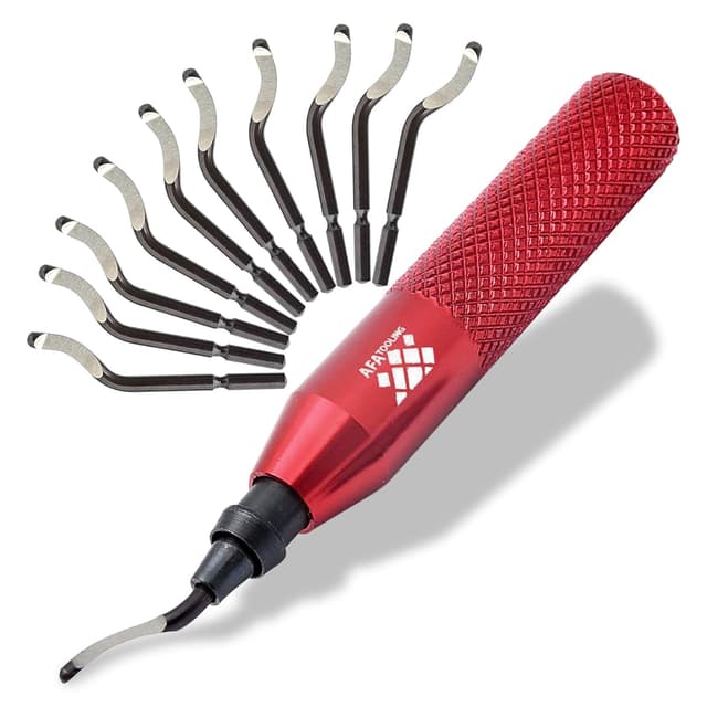 Detalle de AFA Tooling Deburring Tool Kit with 31 HSS Blades (BS1010, BK3010 & BS1018) for Copper Pipes, Plastics and Metal Work