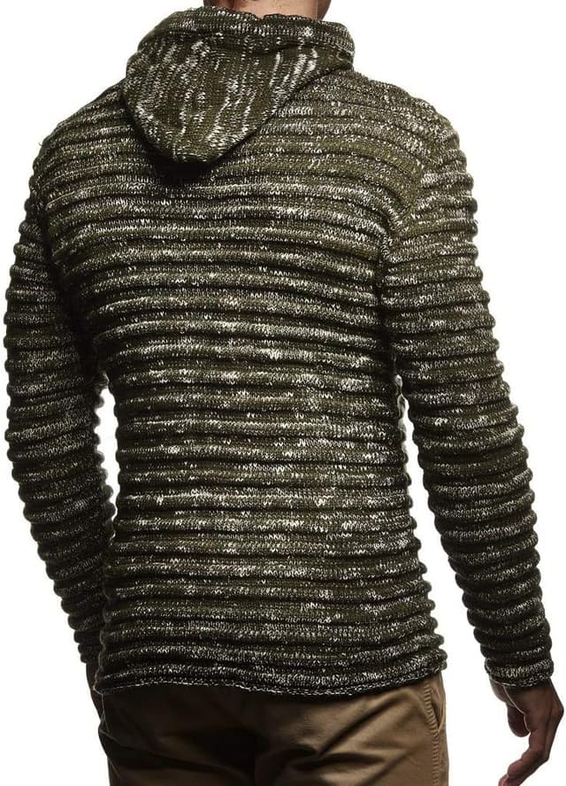 Detalle de Leif Nelson Giacca uomo in maglia con cappuccio cardigan LN-20724