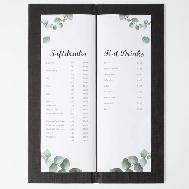 Detalle de SIGEL GM101 Getränkemappe im Barformat (1/2 A4) mit Gummi-Bindung – anthrazit mit Leinenstruktur