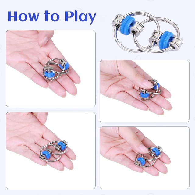 Detalle de 8-Piece Sensory Fidget Toys Pack (Flippy Roller Chains, Bike Chain Fidgets, Mesh Marbles & Acupressure Rings) for Stress Relief