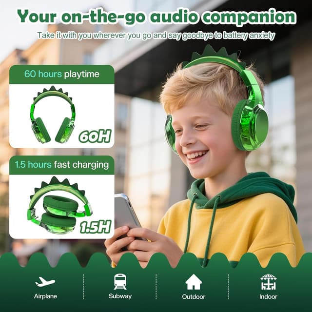 Thumbnail 6 de QearFun Kids Dinosaur Bluetooth Headphones