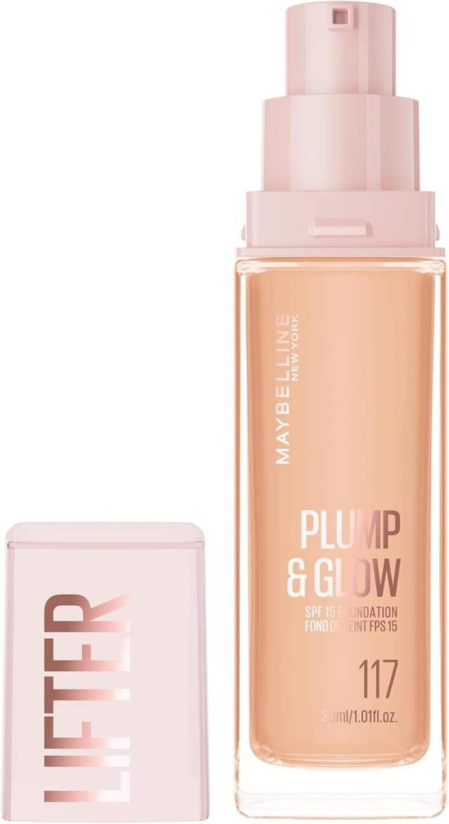 Detalle 2 de Maybelline New York Lifter Plump and Glow Fondotinta Illuminante 117 – finish naturale, 30 ml