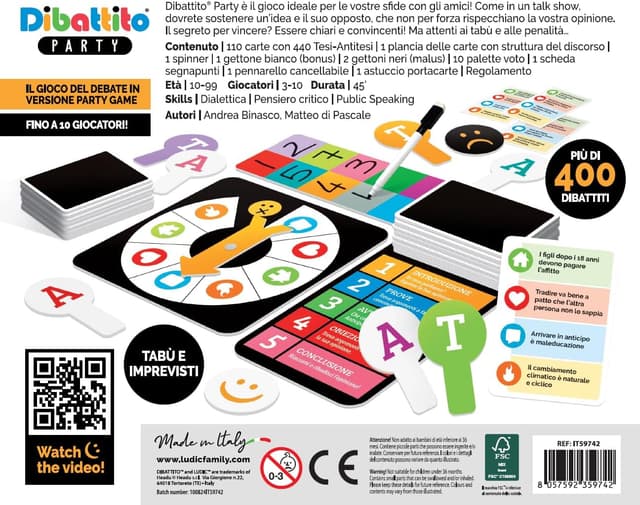 Detalle 2 de Ludic “Dibattito Party” Vince chi convince! Il party game del Debate IT59742 (per 3–10 giocatori), Made in Italy