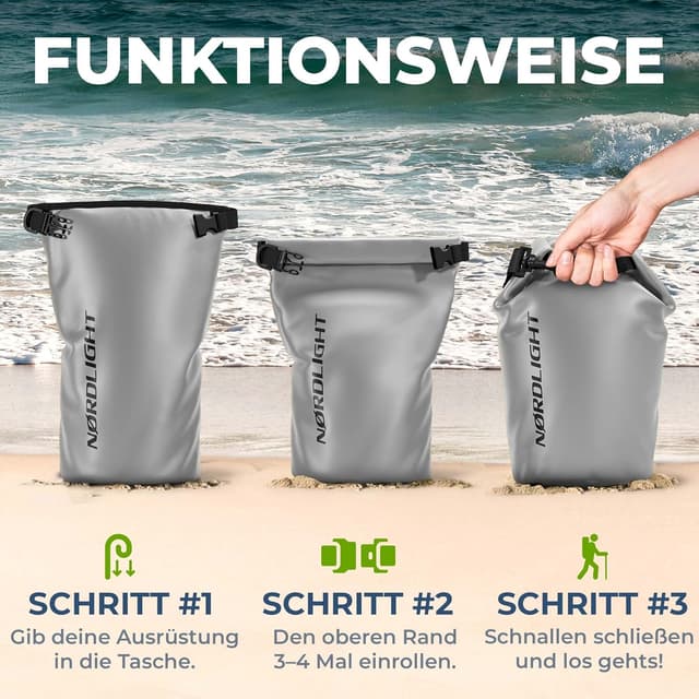 Thumbnail 6 de Nordlight Dry Bag wasserdichte Tasche mit Roll-Top und Schultergurt – 2/5/10/15/20/30 Liter