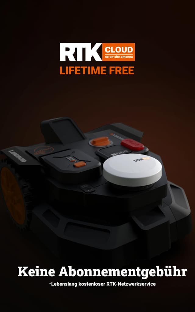 Detalle de WORX Landroid Vision Cloud WR306E 2WD Mähroboter für bis zu 600 m² – ohne Begrenzungskabel (RTK Cloud, KI-Hinderniserkennung)