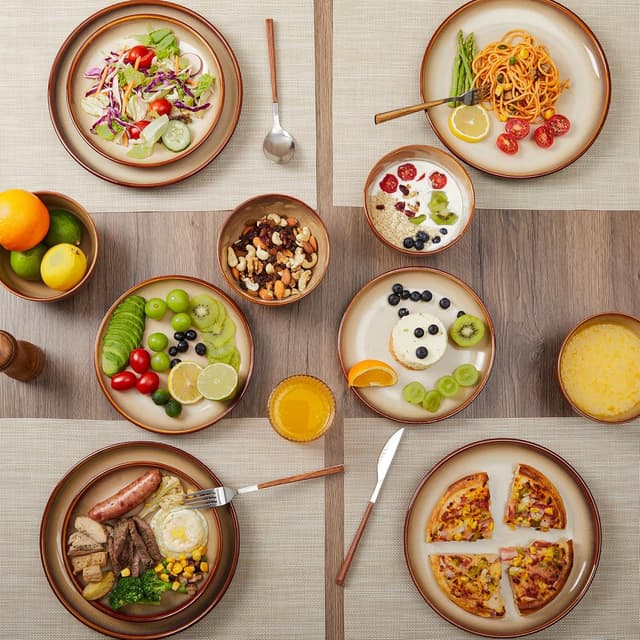 Detalle 2 de Pokini 24-Piece Stoneware Dinnerware Set for 8 (Plates & Cereal Bowls)