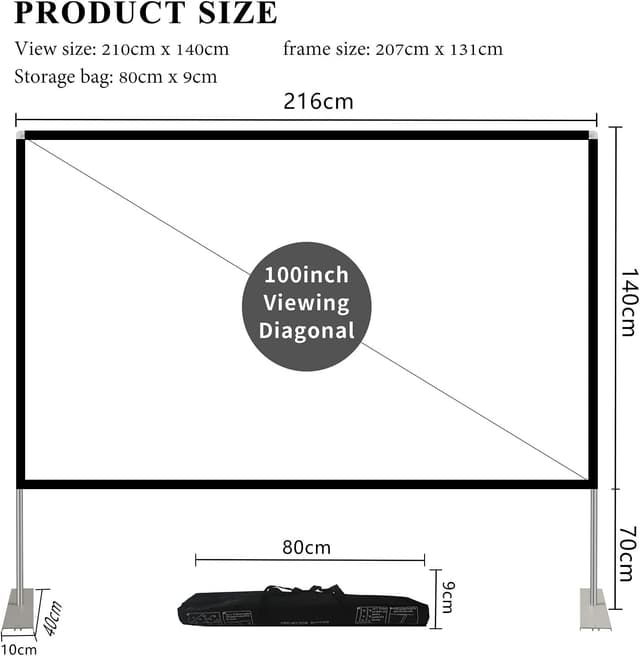 Detalle 2 de 100" Schermo per proiettore 16:9 portatile con supporto 🎥