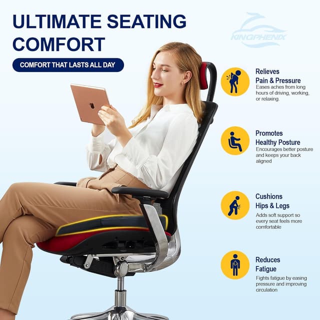 Detalle 2 de kingphenix Car Seat Cushion memory foam pad for driving comfort