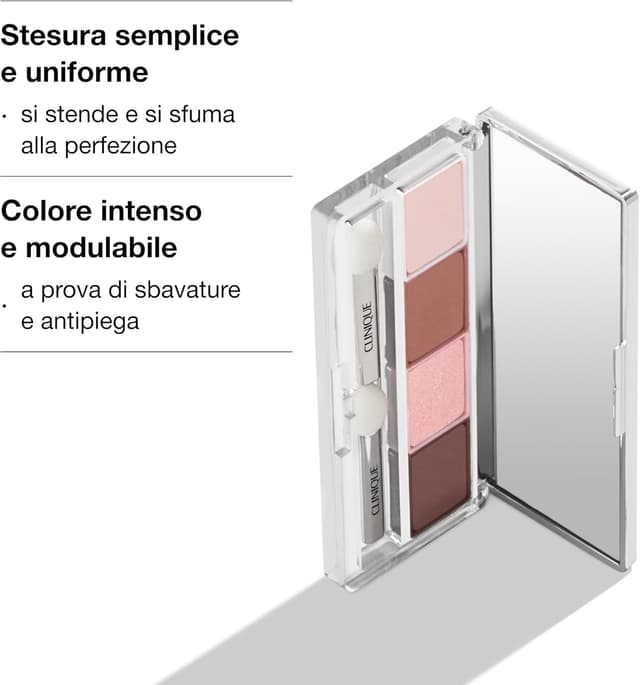 Detalle de Clinique All About Shadow Eye Shadow Quad: ombretto in quattro tonalità, lunga tenuta e anti-sbavature