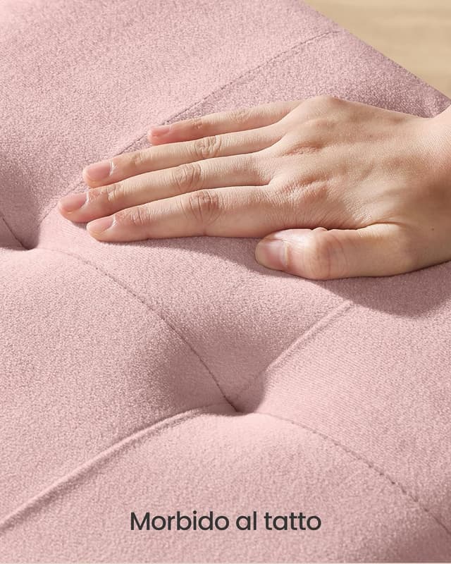 Detalle de Songmics Pouf contenitore cassapanca pieghevole LSF0517R01 in velluto rosa pastello, 77 L