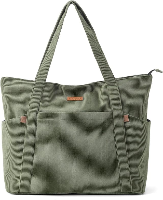 Thumbnail 6 de Lekespring Cord Tasche Damen – große Tote Bag mit Reißverschluss und 15,6-Zoll-Laptopfach (Rosa)