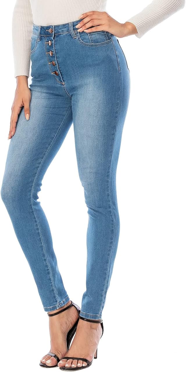 Detalle de Jeans femme taille haute Ecupper slim skinny stretch à 5 poches