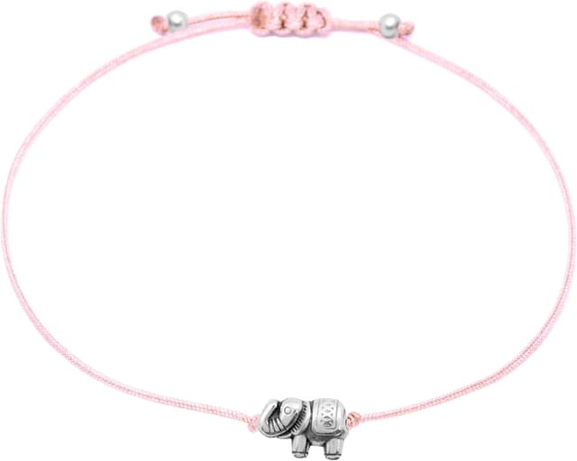 Detalle de Selfmade Jewelry Damen-Armband mit Elefant „Silber“ aus Handmade-Makramee, größenverstellbar inkl. Geschenkverpackung