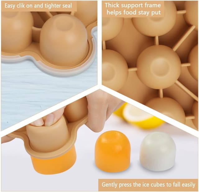 Detalle 2 de Aolso Contenitore in silicone 12 scomparti da 45 ml con coperchio rimovibile (privo di BPA) per freezer, arancia