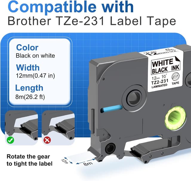 Detalle 2 de PROFICETIK TZe-231 Schriftband 12 mm kompatibel