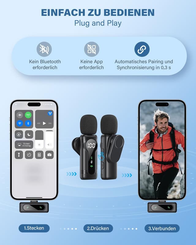 Thumbnail 4 de Kabelloses Lavalier-Mikrofon Mini Clip-On 7h 🎤