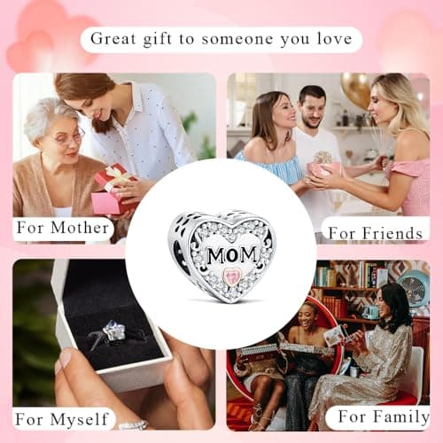 Detalle de BOIGEGU Amor Charms de plata de ley 925 con circonita cúbica 5A (compatible con europeos)