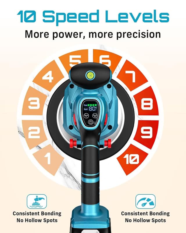 Detalle de SEESII Kit Pro Vibratore per piastrelle da 145 mm con ventosa 8" e 2 batterie 2000 mAh