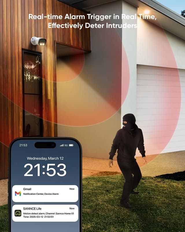 Detalle 2 de SANNCE Telecamera di Sicurezza POE 3 MP con audio, visione notturna fino a 30 m e IP67