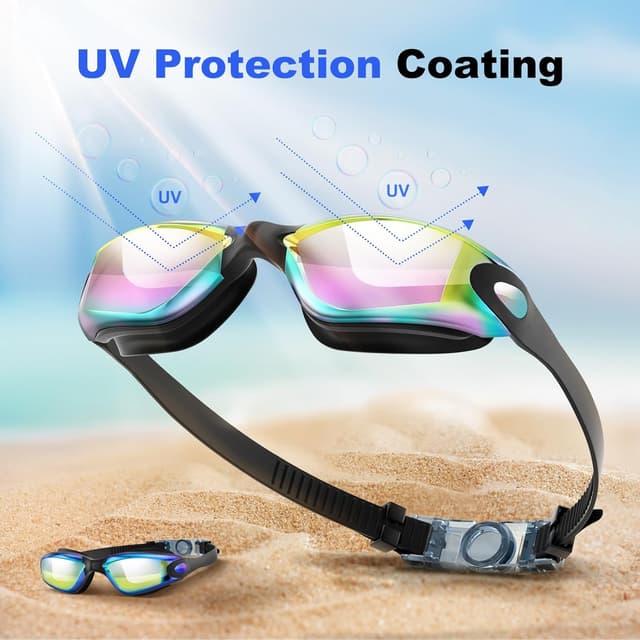 Detalle 2 de Yomisee Swimming Goggles 2 Pack with Anti-Fog, Nose Clip & Earplugs (Adult & 10+)