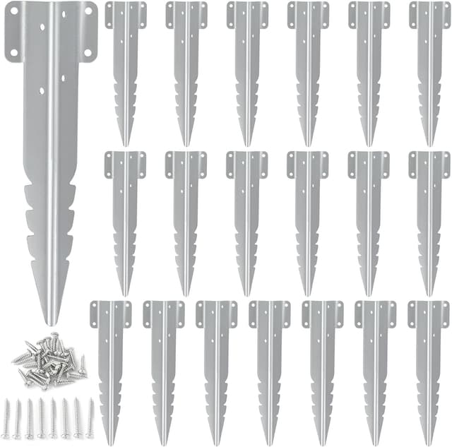 Detalle de AMLOOPH small railway sleeper brackets (20 pack) – galvanised metal timber supports for raised beds & garden edging