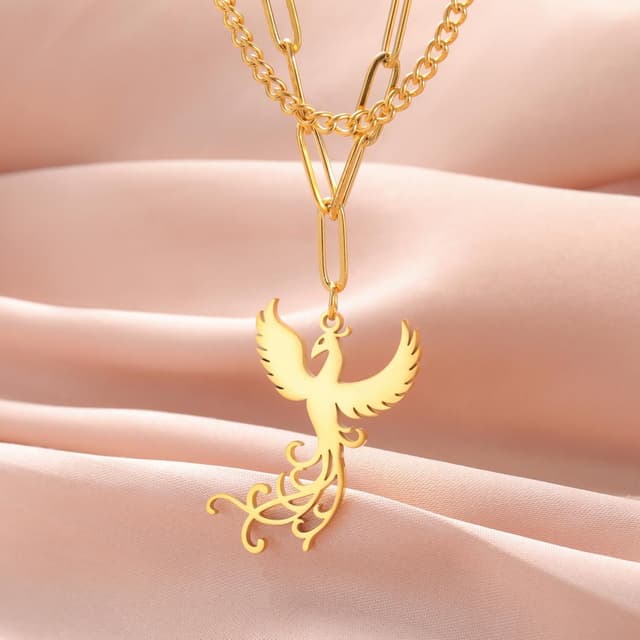 Detalle de EUEAVAN Phoenix-Halskette für Damen mit Phönix-Anhänger „Rising Phoenix“ aus Edelstahl