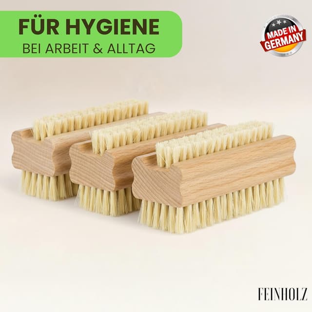 Detalle de FEINHOLZ Handbürste Holz Nagelbürste 3er-Set
