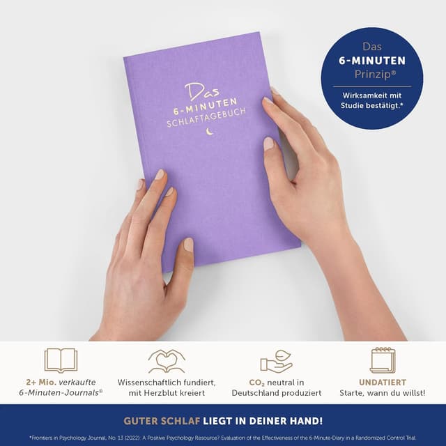 Detalle 2 de 6 Minuten Schlaftagebuch 150 Seiten Schlafjournal