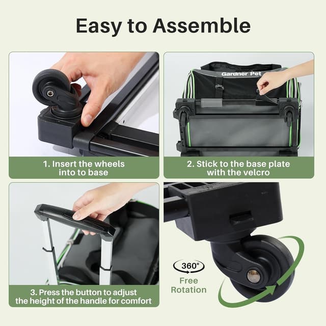 Detalle de Gardner Pet Cat Carrier with Wheels (Medium) – Airline Approved Soft-Sided Travel Carrier for Cats & Small Dogs