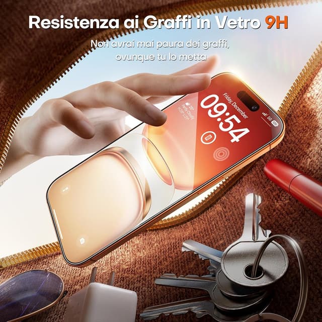 Detalle 2 de TOCOL Pellicola Vetro Temperato per iPhone 16 Pro Max con rimozione polvere, 9H e copertura completa (2 pezzi)