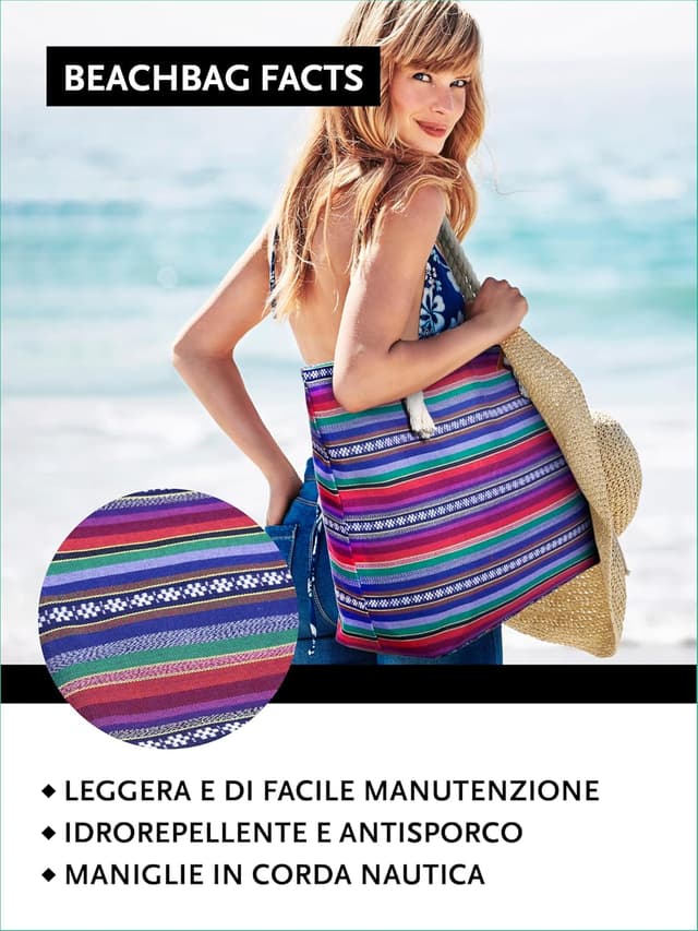 Detalle 2 de DonDon Grande borsa da spiaggia 58x38x18