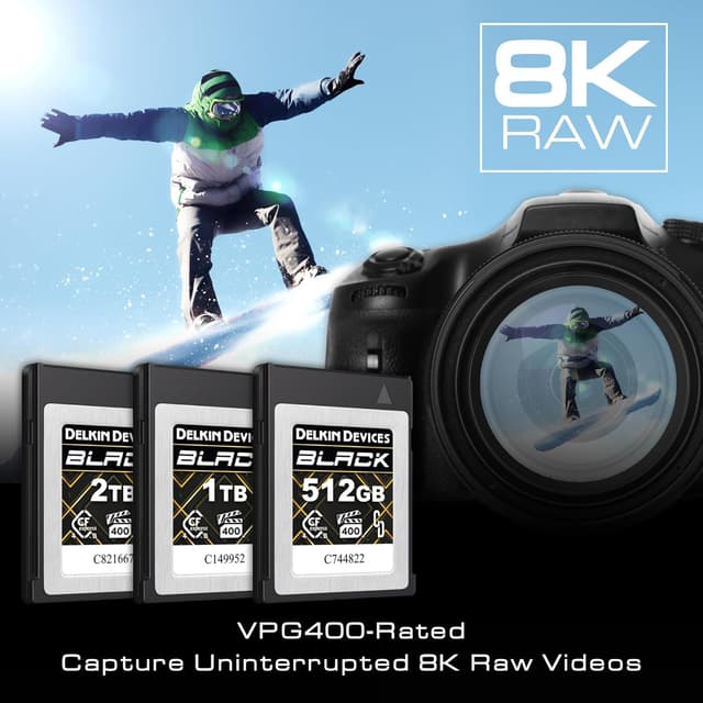 Detalle de Delkin Devices Black 512GB CFexpress Type B 4.0 VPG400 Memory Card (High-speed for 8K RAW)