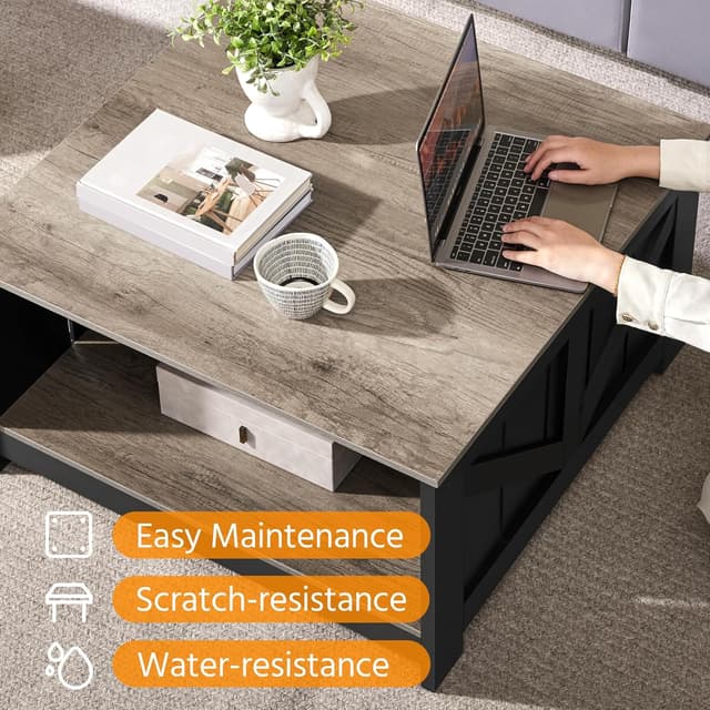 Thumbnail 3 de Yaheetech Mesa de Centro 80×80 cm con Revistero