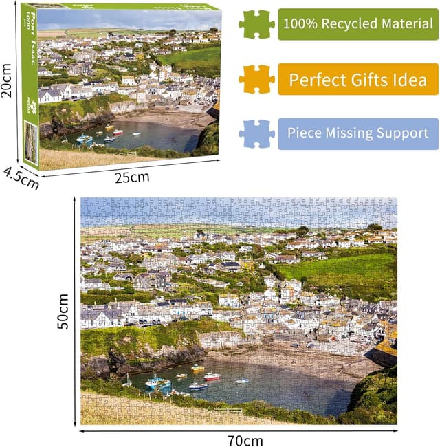 Detalle de Port Isaac 1000-piece jigsaw puzzle for adults (Cornish fishing village scene)