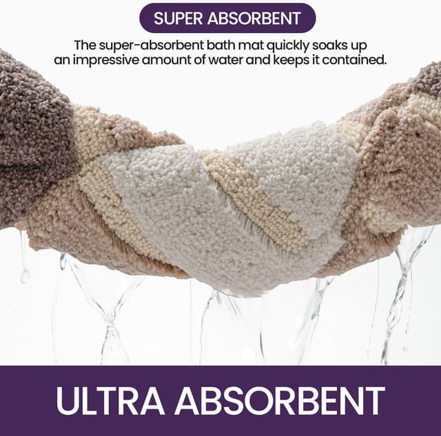 Detalle 2 de DEXI Bath Mat 40 x 60 cm (beige) – extra soft, extra absorbent microfiber with non-slip TPR backing