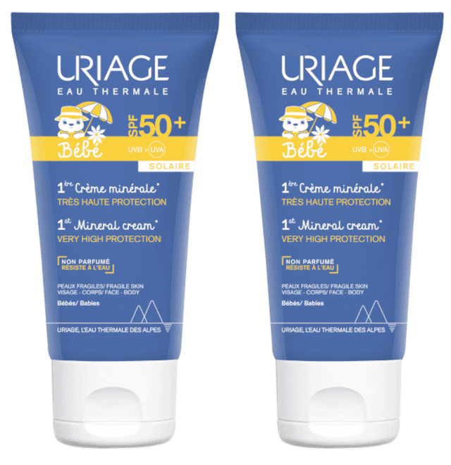 Imagen de Uriage Bebé 1era Crema Mineral SPF50+ 2x50 ml protección solar para piel sensible en OfertitasTOP
