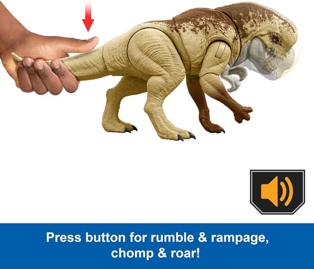 Detalle 2 de Mattel Jurassic World Rebirth Distortus Rex Rumble ’N Rampage dinosaur action figure (22 inch) – JJP79
