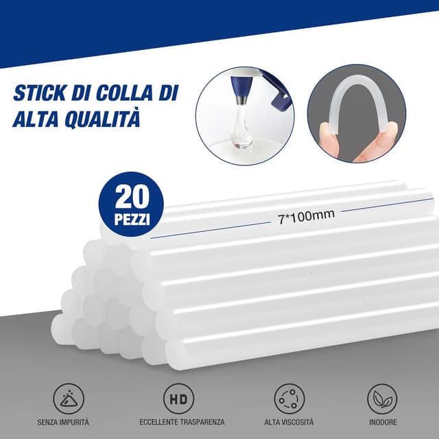 Detalle de WORKPRO Mini Pistola per Colla a Caldo 10W con 20 stick 7x100 mm