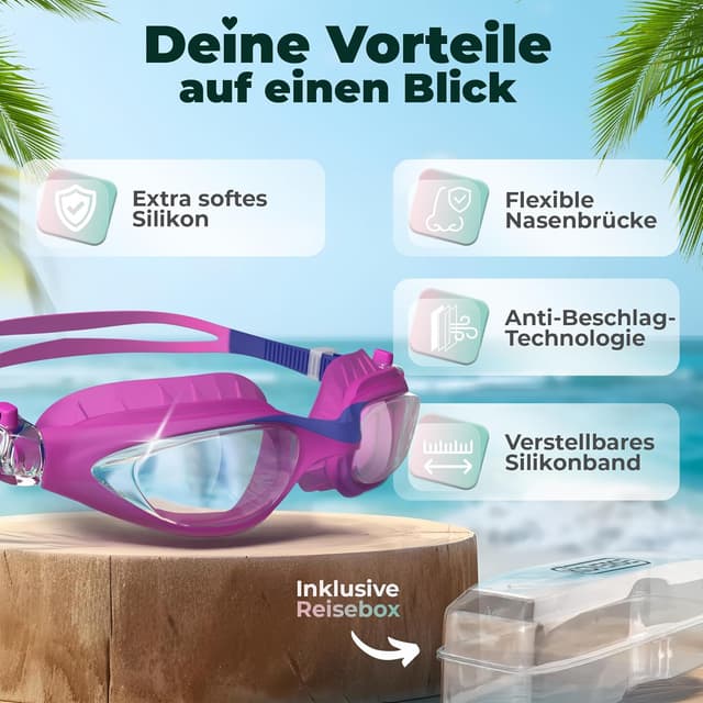 Detalle de KIDVERSE Kinder-Schwimmbrille (3 bis 13 Jahre) mit UV-Schutz und Anti-Beschlag