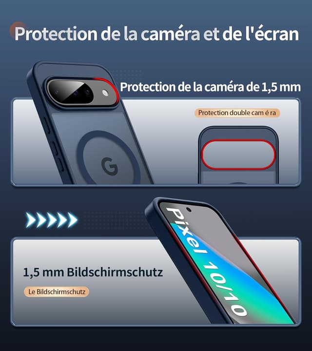 Detalle de Opkiegrn MagSafe-compatible case for Google Pixel 10/10 Pro/9/9 Pro with 2 HD screen protectors (dark blue)