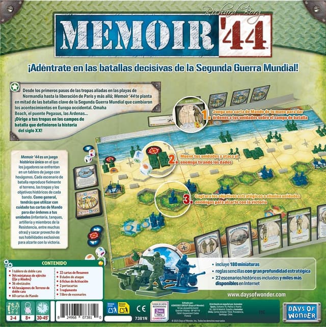 Detalle 2 de Asmodee Memoir ’44 Édition 2025 : plateau de jeu de batailles historiques (2 à 4 joueurs)