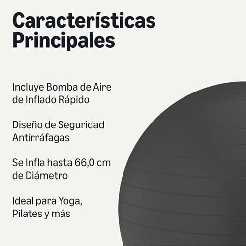 Thumbnail 1 de Amazon Basics Pelota de yoga 58–66 cm negra 🧘♀
