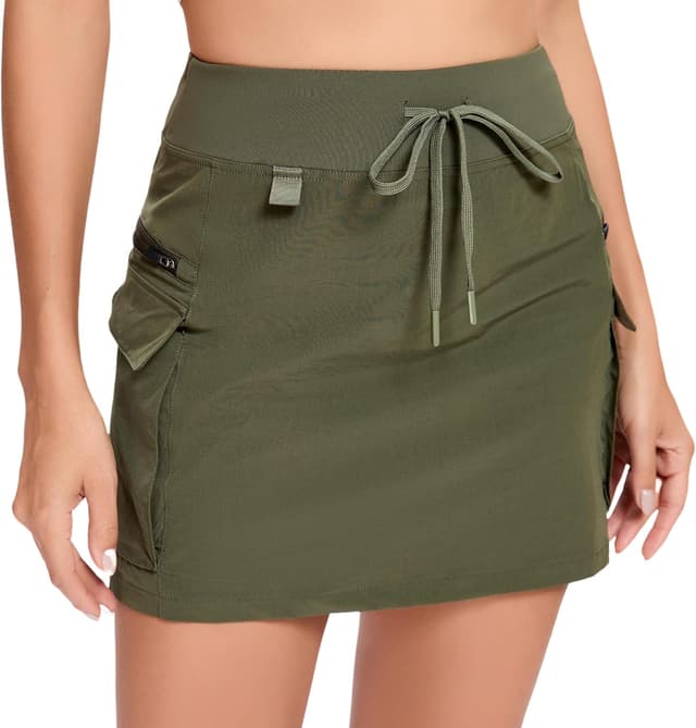 Detalle de Timuspo Damen Cargo Rock mit integrierter Hose – Schnell trocknend, hoher Bund & 4 Taschen
