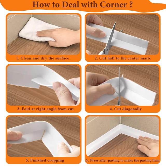 Thumbnail 6 de Fixmend 3 Rolls Bath Sealant Strip Self-Adhesive Waterproof Tape (126in, White) with Sealing Tool