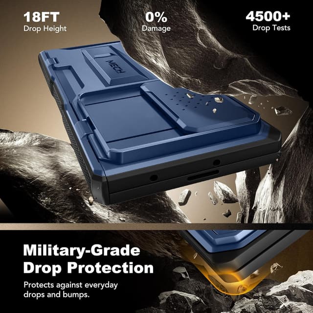 Detalle de TONGATE for Galaxy Z Fold 7 Case with Privacy Screen Protector, Slide Camera Cover, Military-Drop Protection & Belt Clip (Blue)