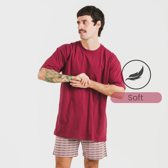 Detalle de TRAMAS+ Pyjama d’été pour homme en 100% coton (t-shirt manches courtes + short)
