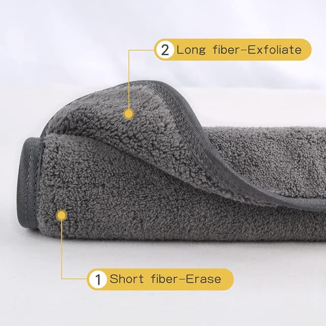 Detalle de KinHwa Frottee-Waschlappen (6er-Set) zum Abschminken – grau, waschbar & fusselfrei